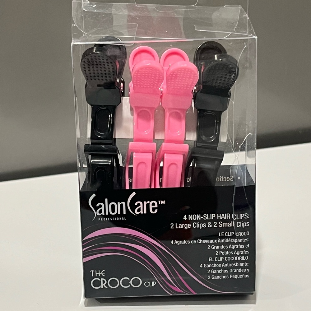 Salon Care Pink and Black Hair Clips Set